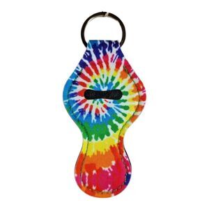 Multicolor Rainbow Tye-Dye Keychain Key Ring Coin Hoder Silver Tone Metal NWT